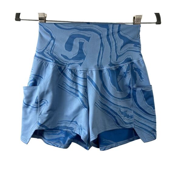 Gymshark Gs Power Blue Jacquard Shorts Stretch Waistband Loose Fit Size X-Small - Picture 1 of 7